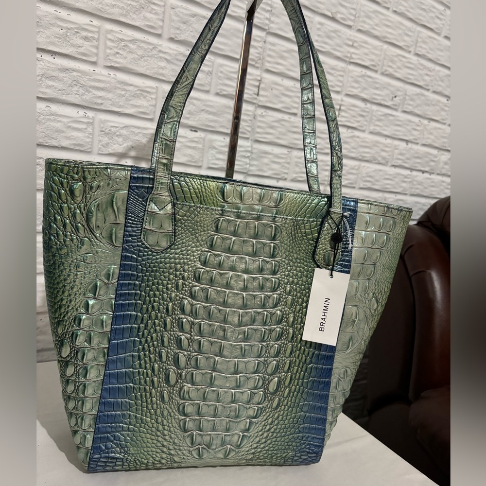 Brahmin Jayden Haven Ombré Melbourne Leather Croc-Embossed Tote Bag!